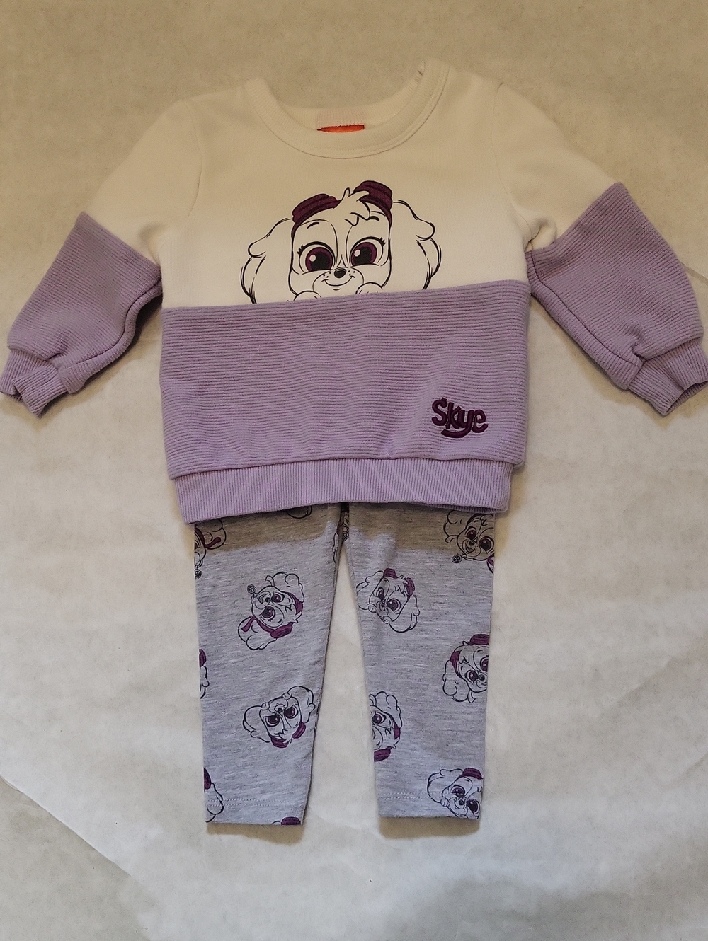 Paw Patrol Skye lilac & white  sweatshirt with grey leggings